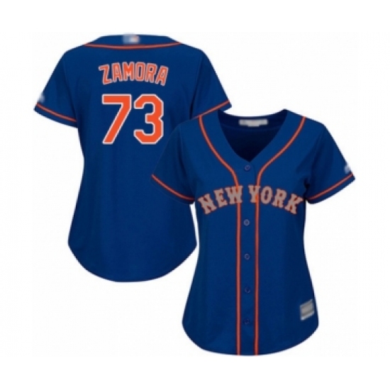 Women's New York Mets #73 Daniel Zamora Authentic Royal Blue Alternate Road Cool Base Baseball Player Jersey