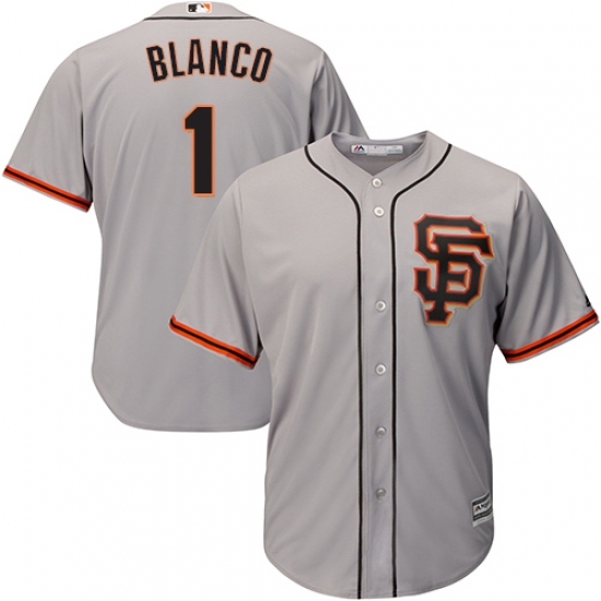 Men's Majestic San Francisco Giants #1 Gregor Blanco Replica Grey Road 2 Cool Base MLB Jersey - Ujersey