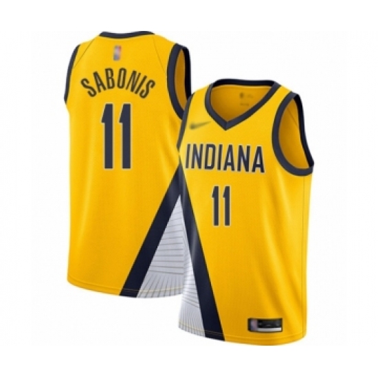 Women's Indiana Pacers #11 Domantas Sabonis Swingman Gold Finished Basketball Jersey - Statement Edition - Ujersey