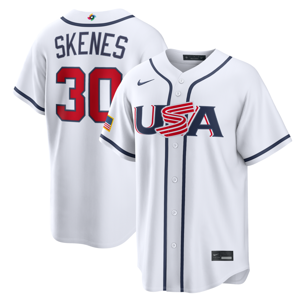 Men's USA Baseball Paul Skenes Nike White 2026 World Baseball Classic Home Stadium Jersey
