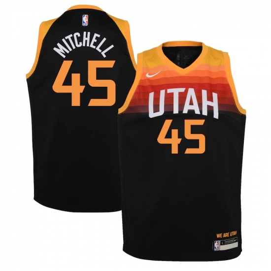 Youth Utah Jazz #45 Donovan Mitchell Nike Black 2020-21 Swingman Jersey - Ujersey
