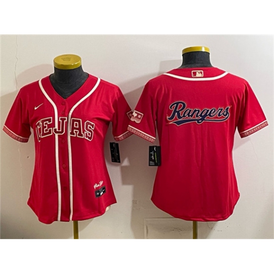 Women's Texas Rangers Team Big Logo Red 2026 City Connect Stadium Stitched Baseball Jersey(Run Small) - Ujersey