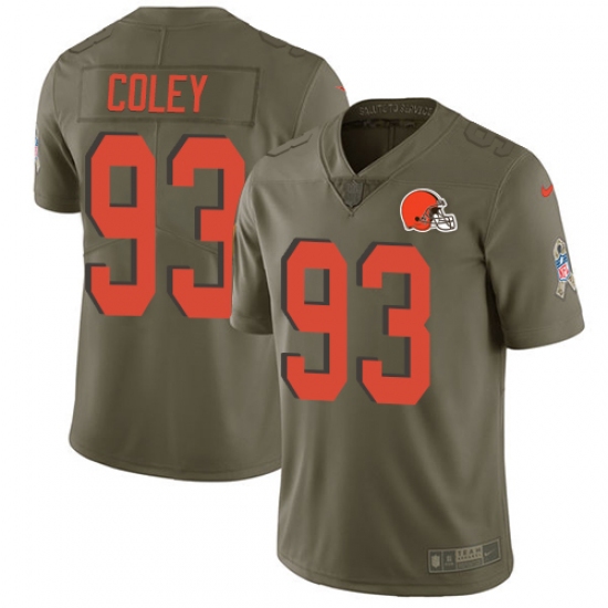 Men's Nike Cleveland Browns #93 Trevon Coley Limited Olive 2017 Salute to Service NFL Jersey - Ujersey