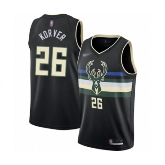 Men's Milwaukee Bucks #26 Kyle Korver Authentic Black Finished Basketball Jersey - Statement Edition - Ujersey
