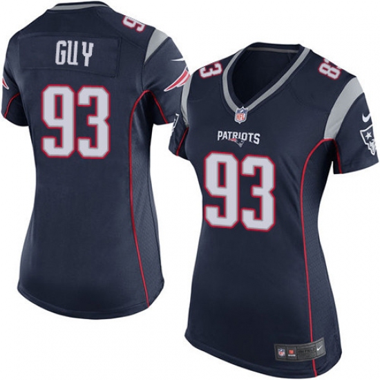 Women's Nike New England Patriots #93 Lawrence Guy Game Navy Blue Team Color NFL Jersey - Ujersey