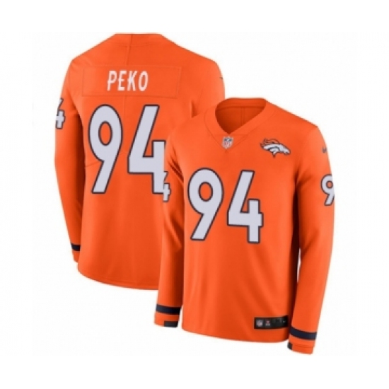 Youth Nike Denver Broncos #94 Domata Peko Limited Orange Therma Long Sleeve NFL Jersey - Ujersey