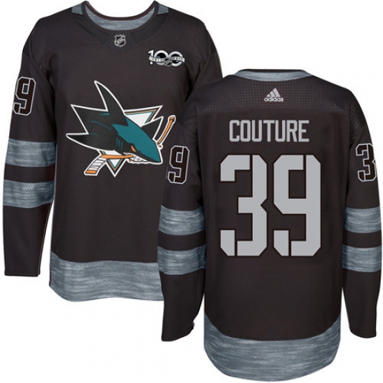 Men's Adidas San Jose Sharks #39 Logan Couture Authentic Black 1917-2017 100th Anniversary NHL Jersey - Ujersey