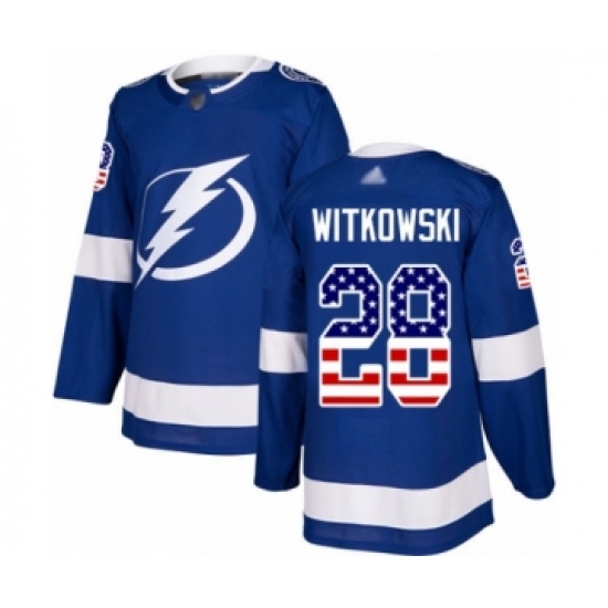 Youth Tampa Bay Lightning #28 Luke Witkowski Authentic Blue USA Flag Fashion Hockey Jersey - Ujersey