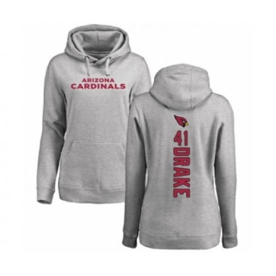 Football Women's Arizona Cardinals #41 Kenyan Drake Ash Backer Pullover Hoodie