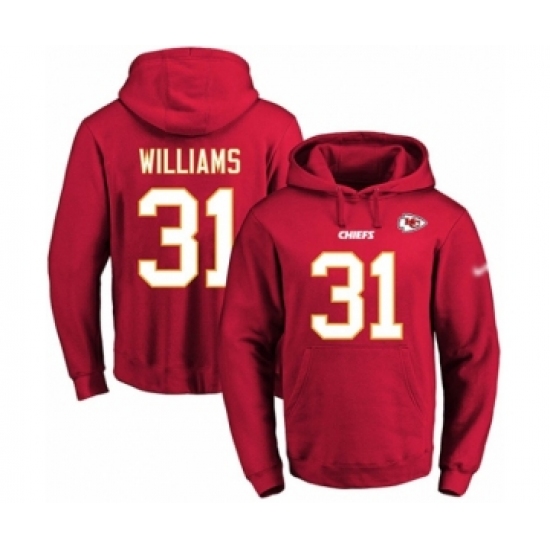 Football Men's Kansas City Chiefs #31 Darrel Williams Red Name & Number Pullover Hoodie - Ujersey
