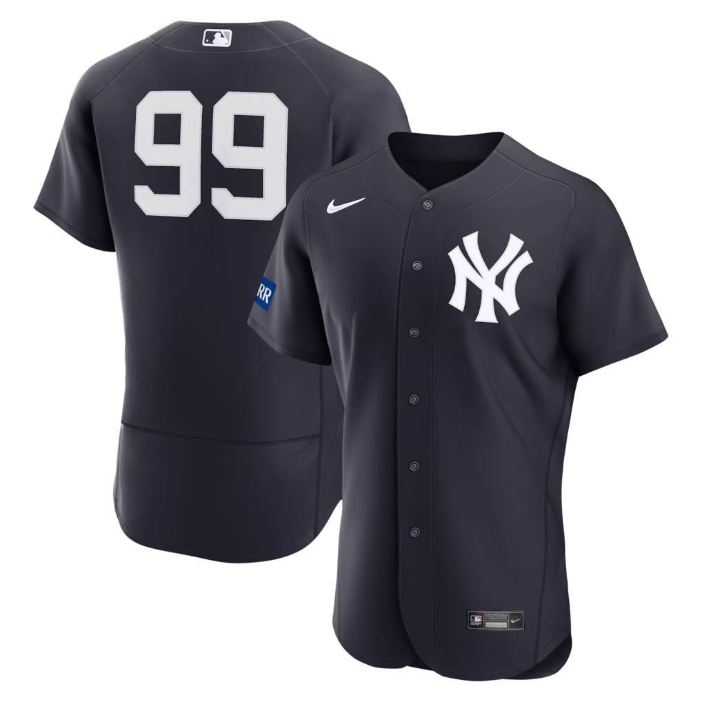 Men's New York Yankees Aaron Judge Nike Navy Alternate Authentic Sponsor Patch Jersey - Ujersey