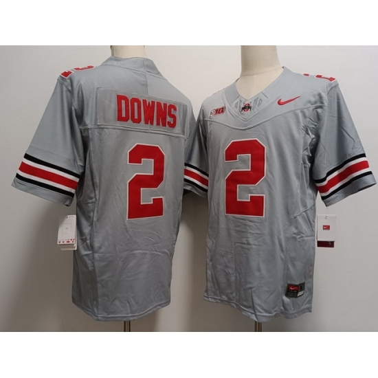 Men's Ohio State Buckeyes Caleb Downs #2 Gray F U S E Stitched NCAA Football Jersey