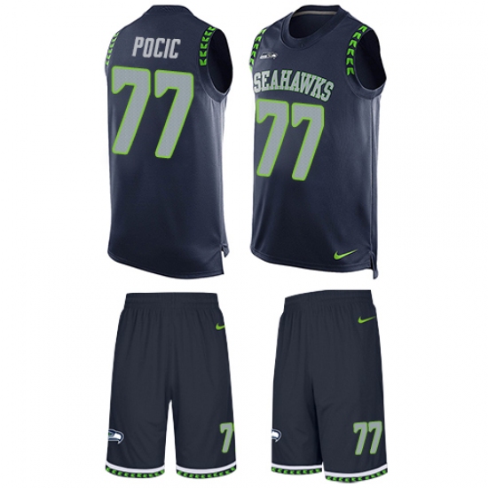 Men's Nike Seattle Seahawks #77 Ethan Pocic Limited Steel Blue Tank Top Suit NFL Jersey - Ujersey