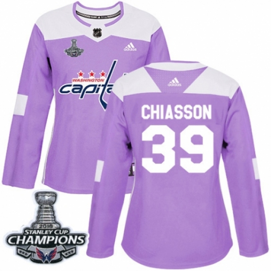 Women's Adidas Washington Capitals #39 Alex Chiasson Authentic Purple Fights Cancer Practice 2018 Stanley Cup Final Champions NHL Jersey - Ujersey