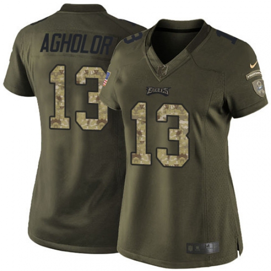 Women's Nike Philadelphia Eagles #13 Nelson Agholor Elite Green Salute to Service NFL Jersey - Ujersey