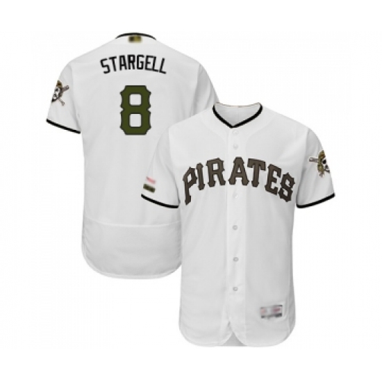 Men's Pittsburgh Pirates #8 Willie Stargell White Alternate Authentic Collection Flex Base Baseball Jersey - Ujersey