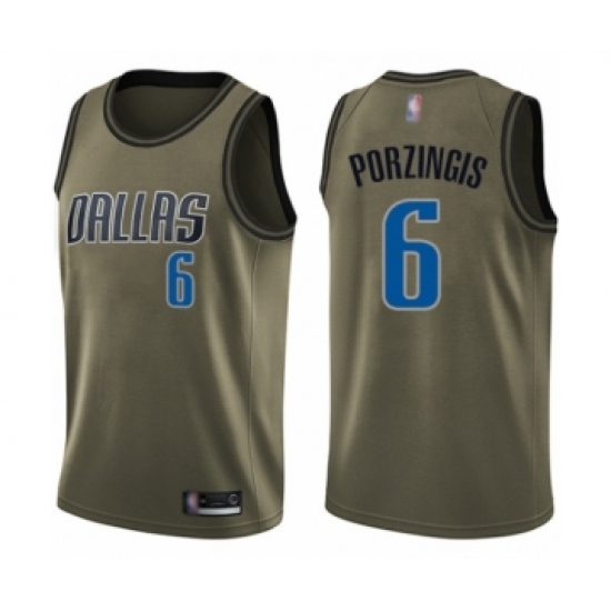 Men's Dallas Mavericks #6 Kristaps Porzingis Swingman Green Salute to Service Basketball Jersey - Ujersey