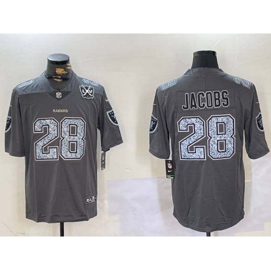 Men's Las Vegas Raiders #28 Josh Jacobs Grey Limited Stitched Jersey - Ujersey