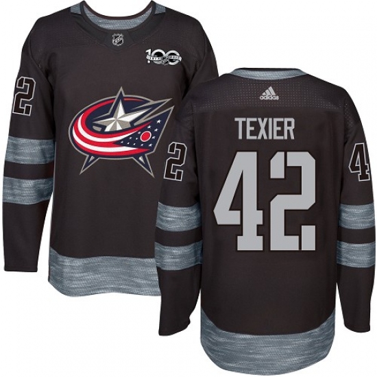 Men's Adidas Columbus Blue Jackets #42 Alexandre Texier Authentic Black 1917-2017 100th Anniversary NHL Jersey - Ujersey