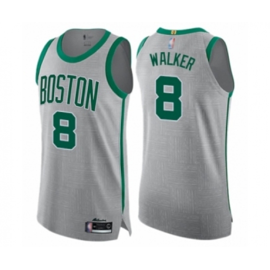 Men's Boston Celtics #8 Kemba Walker Authentic Gray Basketball Jersey - City Edition - Ujersey
