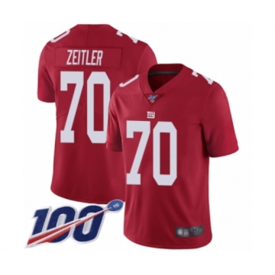 Men's New York Giants #70 Kevin Zeitler Red Limited Red Inverted Legend 100th Season Football Jersey - Ujersey