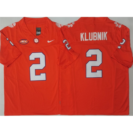 Men's Clemson Tigers #2 Cade Klubnik Orange F.U.S.E. Stitched Football Jersey