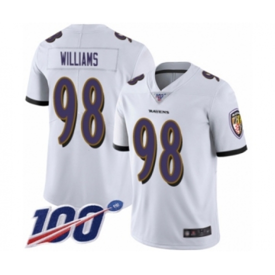 Men's Baltimore Ravens #98 Brandon Williams White Vapor Untouchable Limited Player 100th Season Football Jersey - Ujersey