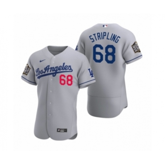 Men's Los Angeles Dodgers #68 Ross Stripling Nike Gray 2020 World Series Authentic Road Jersey - Ujersey