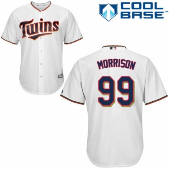 Youth Majestic Minnesota Twins #99 Logan Morrison Authentic White Home Cool Base MLB Jersey - Ujersey