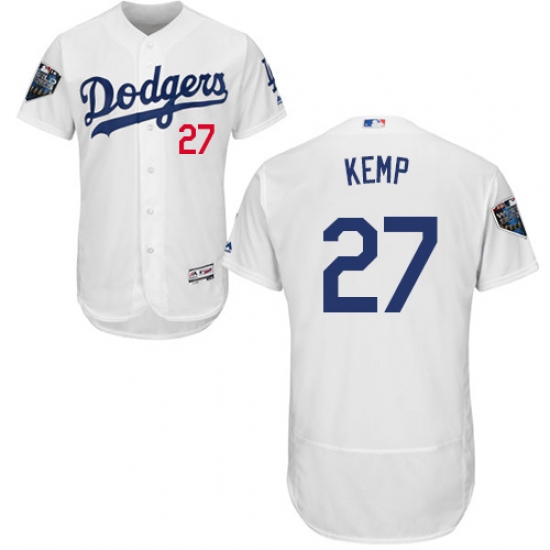 Men's Majestic Los Angeles Dodgers #27 Matt Kemp White Home Flex Base Authentic Collection 2018 World Series MLB Jersey - Ujersey