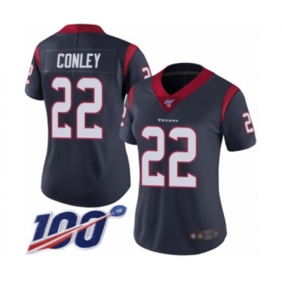 Women's Houston Texans #22 Gareon Conley Navy Blue Team Color Vapor Untouchable Limited Player 100th Season Football Jersey - Ujersey