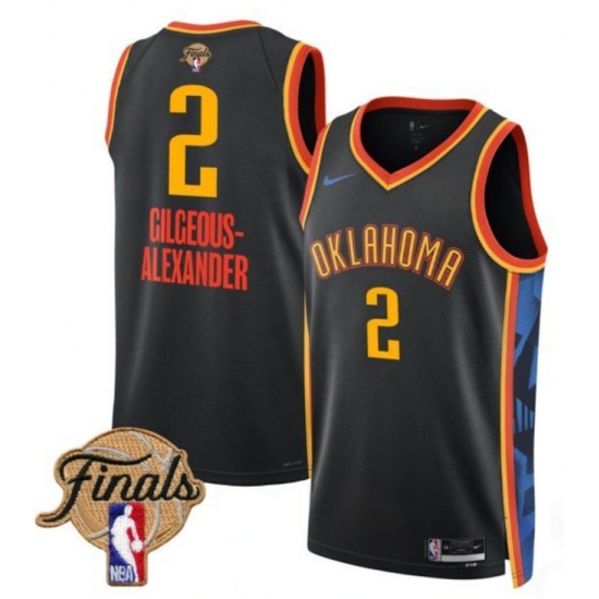 Men's Oklahoma City Thunder #2 Shai Gilgeous-Alexander Black 2025 Finals City Edition Stitched Basketball Jersey - Ujersey