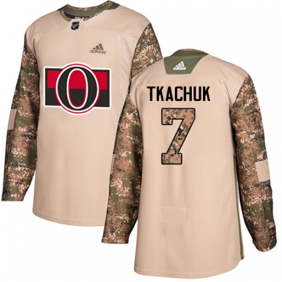 Youth Adidas Ottawa Senators #7 Brady Tkachuk Authentic Camo Veterans Day Practice NHL Jersey - Ujersey