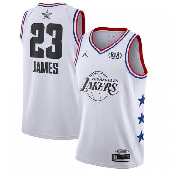 Men's Nike Los Angeles Lakers #23 LeBron James White Basketball Jordan Swingman 2019 All-Star Game Jersey - Ujersey