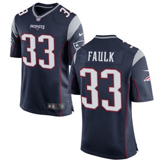 Men's Nike New England Patriots #33 Kevin Faulk Game Navy Blue Team Color NFL Jersey - Ujersey