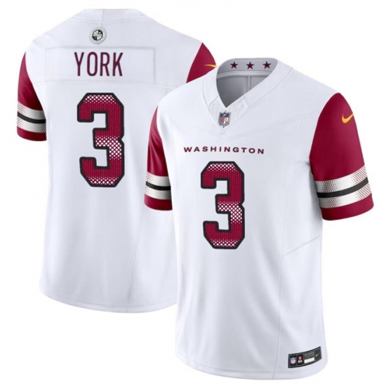 Men's Washington Commanders #3 Cade York White 2024 F.U.S.E Vapor Limited Football Stitched Jersey - Ujersey