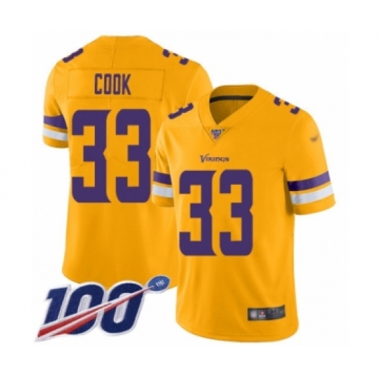 Men's Minnesota Vikings #33 Dalvin Cook Limited Gold Inverted Legend 100th Season Football Jersey - Ujersey