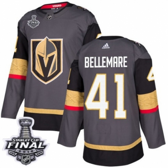 Men's Adidas Vegas Golden Knights #41 Pierre-Edouard Bellemare Premier Gray Home 2018 Stanley Cup Final NHL Jersey - Ujersey
