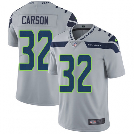 Men's Nike Seattle Seahawks #32 Chris Carson Grey Alternate Vapor Untouchable Limited Player NFL Jersey - Ujersey