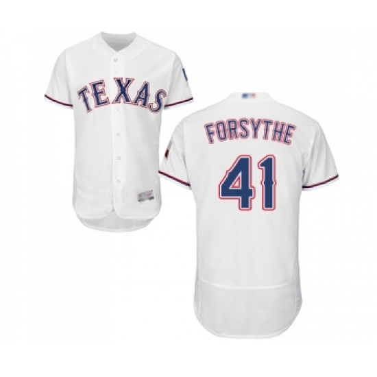 Men's Texas Rangers #41 Logan Forsythe White Home Flex Base Authentic Collection Baseball Jersey - Ujersey