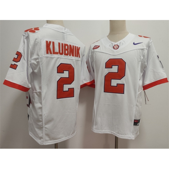 Men's Clemson Tigers #2 Cade Klubnik White F.U.S.E. Stitched Football Jersey - ujerseystore