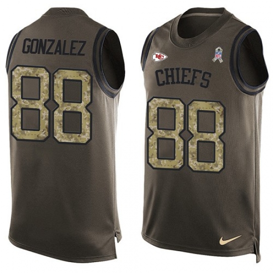 Men's Nike Kansas City Chiefs #88 Tony Gonzalez Limited Green Salute to Service Tank Top NFL Jersey - Ujersey