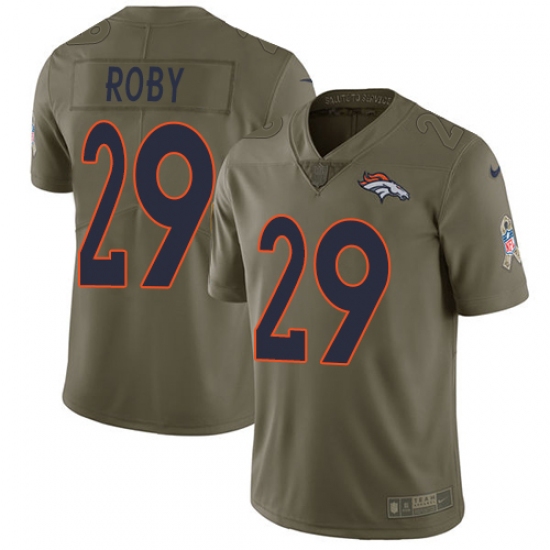 Men's Nike Denver Broncos #29 Bradley Roby Limited Olive 2017 Salute to Service NFL Jersey - Ujersey