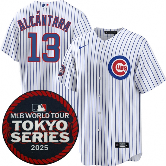 Men's Chicago Cubs #13 Kevin Alcántara White 2025 World Tour Tokyo Series Home Stitched Baseball Jersey - Ujersey