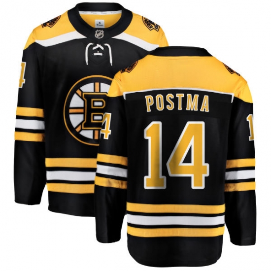 Men's Boston Bruins #14 Paul Postma Authentic Black Home Fanatics Branded Breakaway NHL Jersey - Ujersey