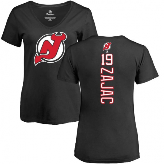 NHL Women's Adidas New Jersey Devils #19 Travis Zajac Black Backer T-Shirt - ujerseystore