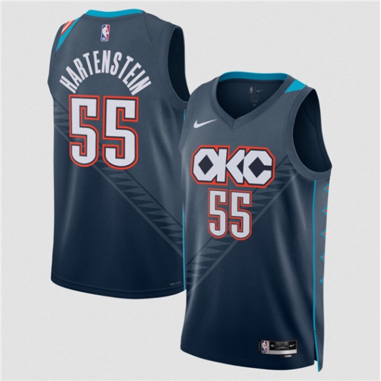 Men's Oklahoma City Thunder #55 Isaiah Hartenstein Navy 2025-26 City Edition Swingman Stitched Basketball Jersey - Ujersey