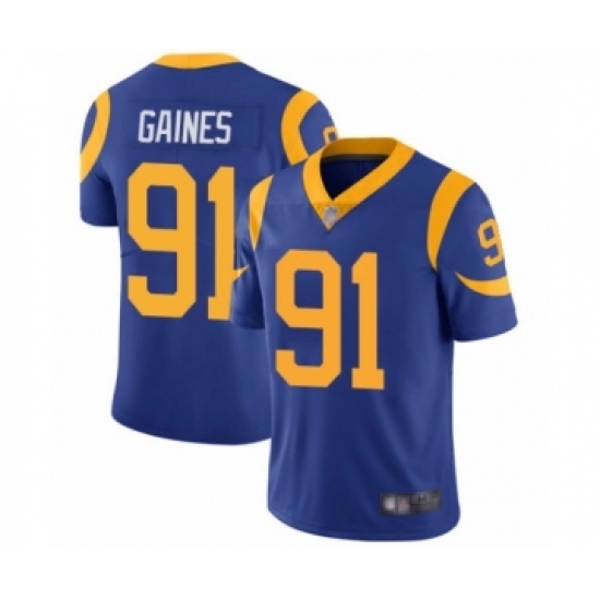 Youth Los Angeles Rams #91 Greg Gaines Royal Blue Alternate Vapor Untouchable Limited Player Football Jersey - Ujersey
