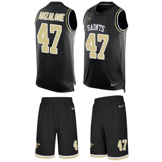 Men's Nike New Orleans Saints #47 Alex Anzalone Limited Black Tank Top Suit NFL Jersey - Ujersey