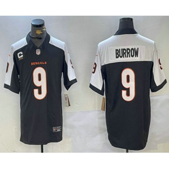 Men's Cincinnati Bengals #9 Joe Burrow Black Thanksgiving FUSE Vapor Limited Stitched Jersey - Ujersey